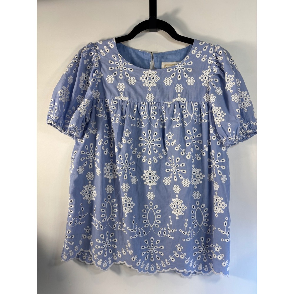 STS Sail to Sable Lined Blue Eyelet Summer Top Sz S